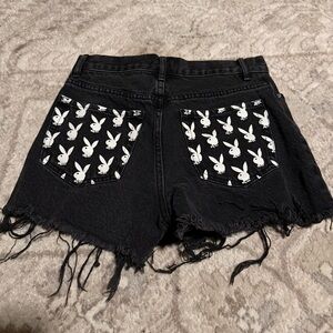 PAC SUN  x PLAYBOY Denim BUTTON UP Shorts with Pocket y2K